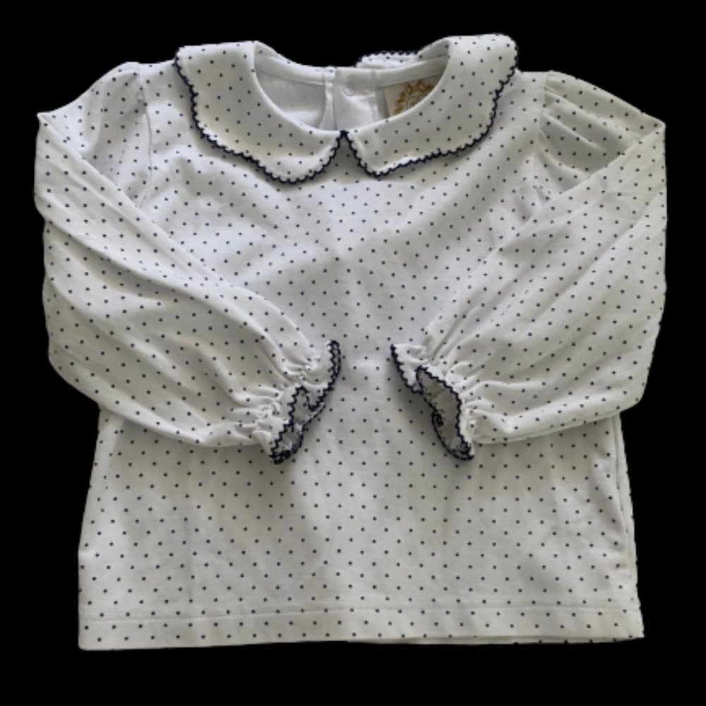 TBBC- Peter Pan Collar Shirt Nantucket Navy Dots